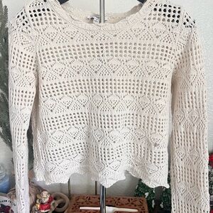Freshman Cream Crochet Sweater